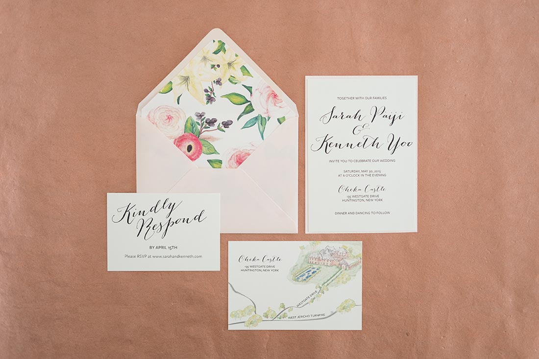 floral wedding invitaion stationery